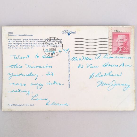 Tumacacori National Monument Mission of San Jose 1950s Postcard Stan Davis Photo - Picture 2 of 2